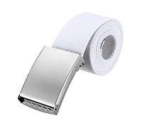 Weddecor Ceinture tactique unisexe en toile avec boucle en métal argenté brillant, ceinture en tissu réglable, ceinture militaire décontractée pour homme et femme, 66 à 130 cm, blanc, Taille Unique