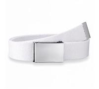 WedDecor Ceinture Tactique Unisexe en Toile avec Boucle en métal argenté Brillant, Ceinture en Tissu réglable, Ceinture Militaire décontractée pour Homme et Femme, 66 à 130 cm, Blanc, Taille Unique