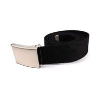 Weddecor Ceinture Web Tactique Unisexe avec Boucle en Métal Argenté Brillant Ceinture en Tissu Réglable Ceinture Militaire Casual pour Hommes Femmes Sports de Plein Air 66-139cm, Noir, Taille Unique