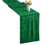WedDecor Chemin de table en velours écrasé de qualité supérieure, vert émeraude, tissu doux à paillettes pour cuisine, mariage, banquet et événements spéciaux, décoration de table de fête, 1 pièce