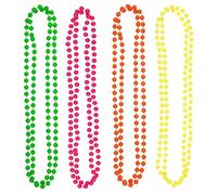 WedDecor Collier avec 4 perles fluo de 84 cm, rose, jaune, vert et orange - Perles fluorescentes UV, bijoux néon style années 80 pour raves, fêtes UV et accessoires de festival funky, 84cm, Plastique