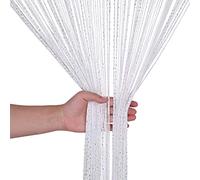 WedDecor Corde Rideaux Paillette Frange Panneau Fly Écran Pièce Diviseur Gland Rideau pour Portes, Porte,Windows,Maison Décoration, Événement Décoration, (90cm x 200cm) - Blanc, 90 x 200cm