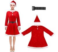 WedDecor Déguisement de Noël - Ensemble bonnet de Père Noël et gilet avec bordure blanche | Tenue de vacances pour la saison des fêtes, le Père Noël, une fête de bureau ou un costume de réveillon de
