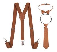 WedDecor Enfants Bretelles Et Noeud Cravate Jeux, Enfants Bébé Réglable Élastique Mode Bretelles Ensemble Cadeaux Pour 12-16 Ans Garçons et Filles - Marron, 85cm (Kids 12-16 Years)