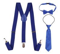 WedDecor Enfants Bretelles Et Noeud Cravate Jeux, Enfants Bébé Réglable Élastique Mode Bretelles Ensemble Cadeaux Pour 12-16 Ans Garçons et Filles - Bleu Roi, 85cm (Kids 12-16 Years)