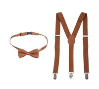 WedDecor Enfants Bretelles Noeud Cravate Jeux, Solide Couleur Avec Fort Pince, Unisexe Réglable Et Ensemble, Entièrement Élastique Tissé Nœud Papillon Ensemble pour Mariage, 25mm Large