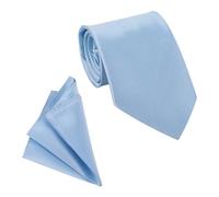 WedDecor Ensemble cravate et mouchoir de poche en satin solide pour homme - Cravate classique et mouchoir pour une tenue décontractée et formelle, réunions d'affaires, mariages, bals et fêtes, bleu