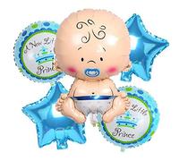 Weddecor Ensemble de décorations d'anniversaire pour bébé garçon, ballon et lettre, bouteille de lait, cercle, poussettes, bannière pour décoration de fête d'anniversaire d'enfants, et fournitures de
