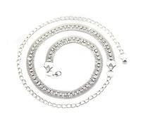 WedDecor Femmes Taille Ceinture Chaîne Avec 1 Rangée Strass Fermeture Élégant Fermoir pour Décontracté, Semi Habillé, Ouest Tenues, 44 inches (112 CM) Long, 15mm Large, Argent