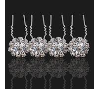 Weddecor Fleur Cristal Swarovski Diamant Femme Épingles à Cheveux pour Mariage Bal Fête de Noces Stylisé Mode Accessoires pour les Dames, Acier Inoxydable et Plaqué Argent - Transparent, 40pcs