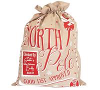 WedDecor Grand sac en toile de jute avec motif imprimé du pôle Nord (60 cm x 80 cm) avec cordon de serrage | Sac de Noël pour cadeaux, friandises de vacances et décorations | Cadeau pour enfants