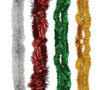 WedDecor Guirlande de Noël de 9 cm pour décorations d'arbre de Noël, total 8 mètres de guirlandes pour fêtes intérieures/extérieures, pendaisons de Noël, événements de Noël, ensemble argent, rouge