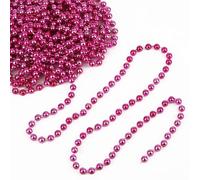 WedDecor Guirlande de perles métalliques de Noël rose vif de 9 mètres de fil de perles brillantes pour décoration de sapin de Noël, chaîne de perles pour travaux manuels, ornements, vacances et