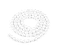WedDecor Guirlande de perles synthétiques brillantes en plastique blanc de 7,3 m - 8 mm pour boules de Noël, guirlandes de Noël, projets de bricolage, emballages cadeaux, mariages et événements