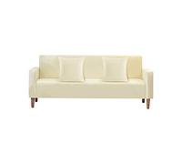 WedDecor Housse de canapé en velours épais 3 places, super extensible, antidérapante et douce, en peluche, pour salon, lavable en machine, ivoire (195 x 230 cm)