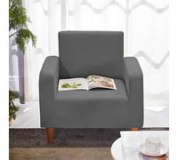 WedDecor Housse de Fauteuil pour Salon, Housse de canapé Extensible en Polyester, Protection de Meuble avec Fond élastique, Housse de canapé 1 Place en Tissu Doux et antidérapant, Gris