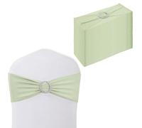 WedDecor Ivoire 15cm x 70cm Chaise Spandex Bandes Sash Bow Tie Bandes élastiques avec Curseur Boucle pour la Chaise de soirée de Mariage Covers Décoration Evénements Fournitures (Pack de 50)