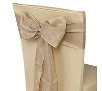 WedDecor Kaki hessois Président Jute Jupettes Hemmed Bord Vintage Shabby Chic Style pour Mariage célébration de Noël Maison & Jardin Décoration Party - 7” x 108” (18cm x 274 cm) - Paquet de 50