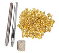 WedDecor Kit de 100 œillets de 2 mm avec 3 outils d'installation pour vêtements, maroquinerie, projets de bricolage, loisirs créatifs et scrapbooking Doré