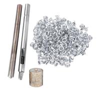 WedDecor Kit de 100 œillets de 2 mm avec 3 outils d'installation pour vêtements, maroquinerie, projets de bricolage, loisirs créatifs et scrapbooking Argenté