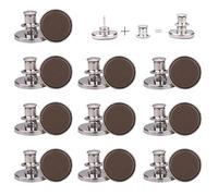 Weddecor Lot de 10 boutons de rechange sans couture pour jeans - Réglables - Boutons amovibles sans outils - Réutilisables - 17 mm - Marron