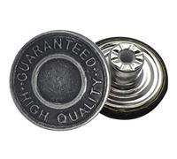 WedDecor Lot de 10 boutons en laiton pour jean avec épingle arrière en aluminium pressés à la main - Marteau sur attaches pour veste de sport, jeans, accessoires de fixation de vêtements, gris acier,