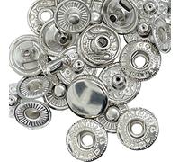 WedDecor Lot de 10 boutons pression à ressort en S de 17 mm en 4 parties à coudre pour maroquinerie, couture, vestes, chemises, tissus, réparation, projets de bricolage, argenté