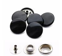 WedDecor Lot de 10 boutons-pression gris et blanc de 15 mm sans couture pour maroquinerie, couture, vestes, chemises, projets de réparation de tissu (noir brillant, 10)