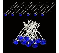 WedDecor Lot de 10 épingles à cheveux bleu roi avec grand strass cristal pour femmes filles boucles et tous types de cheveux accessoires de mariage