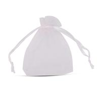WedDecor Lot de 10 mini sacs transparents en organza avec cordon de serrage pour cadeaux de mariage, Noël, anniversaires, bijoux, fournitures de fête - Blanc