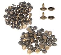 WedDecor Lot de 100 rivets tubulaires en cuir à double capuchon de 8 mm pour tissu, fabrication de sacs, bricolage du cuir, réparation de tissu, décoration de chaussures, bronze