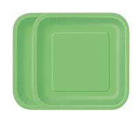 WedDecor Lot de 16 Assiettes en Carton jetables carrées résistantes parfaites pour Les Pique-niques, barbecues,fêtes prénatales, Mariages et événements de Noël, Vert Citron 17,8 x 17,8 cm