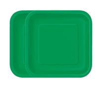 WedDecor Lot de 16 Assiettes en Carton jetables carrées Solides - 17,8 x 17,8 cm - Parfaites pour Les Pique-niques, barbecues,fêtes prénatales, Mariages et événements de Noël - Vert émeraude