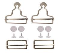 Weddecor Lot de 2 boucles de salopette en métal et boutons de jeans réglables pour bretelles, sacs, bretelles, robes, combinaisons, 40 mm, argenté