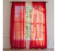 WedDecor Lot de 2 rideaux transparents rouges filtrant la lumière avec passe-tringle pour fenêtres, portes, salon, chambre à coucher, terrasse, cuisine, hôtel et café