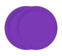 WedDecor Lot de 20 assiettes rondes jetables en papier de 18 cm pour desserts couleur violet néon vaisselle pour pique-niques, mariages, anniversaires, baby showers et événements de Noël
