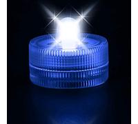 WedDecor Lot de 20 bougies chauffe-plat à LED bleues étanches, fausses bougies électriques réalistes et lumineuses sans flamme vacillante pour la maison, les décorations de mariage et de Noël