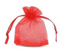 WedDecor Lot de 25 mini sacs en organza avec cordon de serrage Rouge 7 cm x 9 cm - Petits sacs cadeaux transparents pour cadeaux de mariage, Noël, anniversaires, bijoux, fournitures de fête