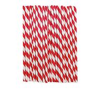 WedDecor Lot de 25 pailles en papier, idéales pour boire des cocktails, des boissons froides et de l'alcool adaptées à toutes les occasions et à la coupe du monde de football 2022, rouge et blanc