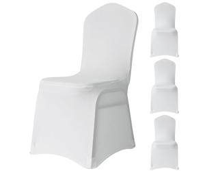 WedDecor Lot de 4 housses de chaise blanches en polyester élasthanne, extensibles, amovibles et lavables, pour décoration de fête, banquet, anniversaire, conférences, événements, blanc