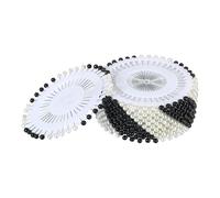 WedDecor Lot de 40 épingles à matelasser noires et blanches avec têtes rondes - Épingles à tête ronde pour couture, fabrication d'écharpes, hijab et couvertures en tissu - Idéales pour la couture, le