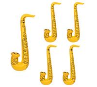 WedDecor Lot de 5 ballons gonflables en forme de guitare, saxophone, accessoires d'instruments de musique pour enfants et adultes, décoration de fête, enterrement de vie de jeune fille, jaune