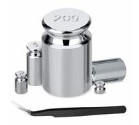 WedDecor Lot de 5 poids d'étalonnage 38 g - Poids en acier inoxydable chromé avec pince à épiler pour calibrer précisément les balances numériques, balances de poche, bijoux, cuisine et laboratoires