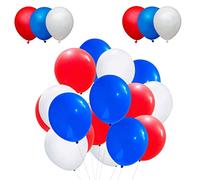 Weddecor Lot de 50 ballons de décoration en latex rouge, blanc et bleu de la reine du jubilé 2022, 30,5 cm