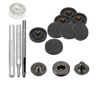 WedDecor Lot de 50 boutons-pression à ressort en S de 15 mm, durables avec outils de fixation à la main, capuchon en plastique avec boutons-pression arrière en métal noir pour vêtements, noir