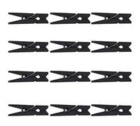 WedDecor Lot de 50 mini pinces à linge en bois noires pour travaux manuels - 3,5 cm - Petites pinces à photo, pinces à linge pour décoration murale, étiquettes cadeaux, cartes faites à la main