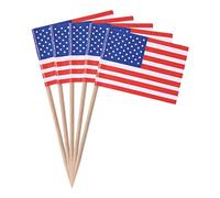 WedDecor Lot de 50 pics à cocktail en forme de drapeau américain pour mélange de nourriture et cupcakes pour barbecue, événements sur le thème des fêtes royales sportives, décorations de fête