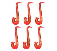 WedDecor Lot de 6 ballons gonflables en forme de guitare, saxophone, accessoires d'instruments de musique pour enfants et adultes, décoration de fête, enterrement de vie de jeune fille, rouge
