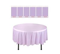 WedDecor Lot de 6 nappes rondes en plastique de 213,4 cm, imperméables et jetables, pour une utilisation en intérieur et en extérieur, pour fêtes, anniversaires, pique-niques, banquets, violet clair