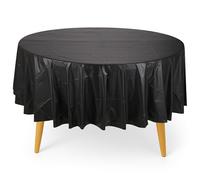 WedDecor Lot de 6 nappes rondes en plastique de 213,4 cm, imperméables et jetables, pour une utilisation en intérieur et en extérieur, pour fêtes, anniversaires, pique-niques, banquets, noires